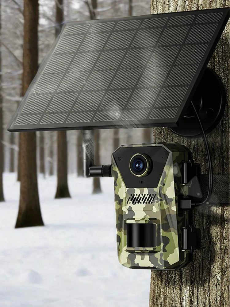 Solar Powered Infrared Outdoor Trail Camera Waterproof Game Wildlife Cam Live Video Game Camera for Outdoor Monitoring