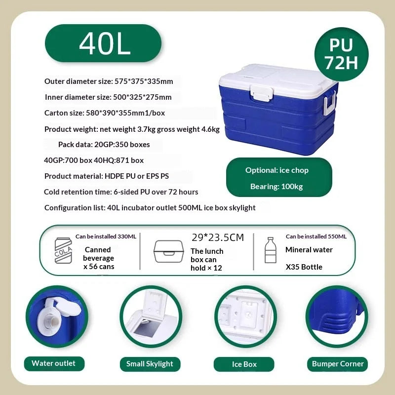 Insulated Cooler Dry Ice Huge Capacity Sea Fishing Seafood Storage Vegetable Fruit Preservation Cold Chain Cool Box Ice Box