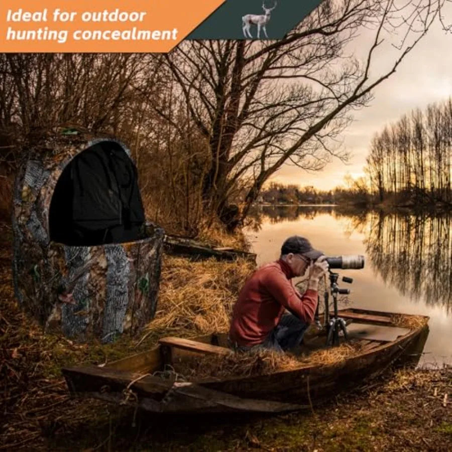 Hunting Chair Blind 1/2 Man One-Way See Through Ground Blind Portable/ Camouflage Chair Tent with Carrying Bag
