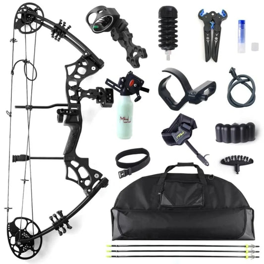 Adult Archery Compound Bow Fishing Combination Kit Adjustable 30-65lbs Composite Bow 19.5-30 Rope Length Hunting Equipment in B