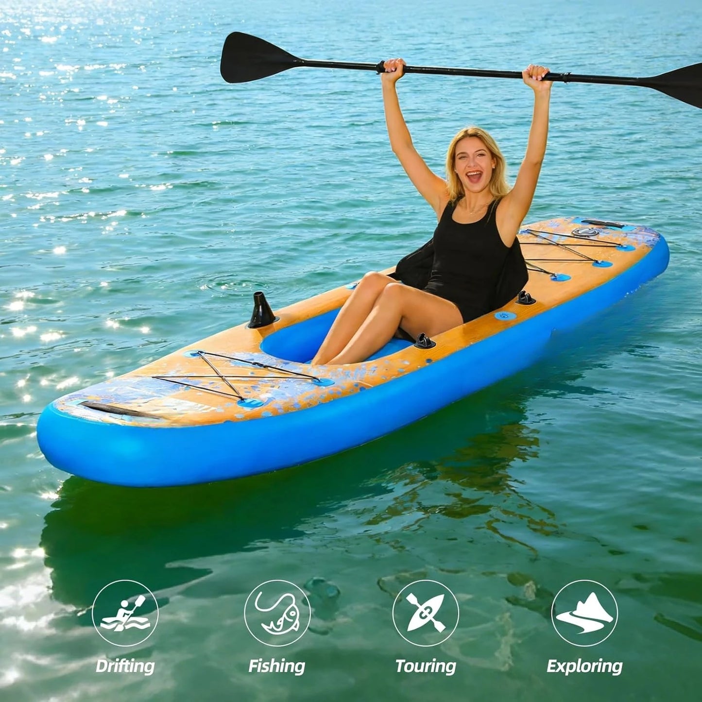 Inflatable Kayak with Detachable Seat,10'x34''x8''Stand Up Paddle Board for Adults & Youth,SUP-Kayak Set for, Customized