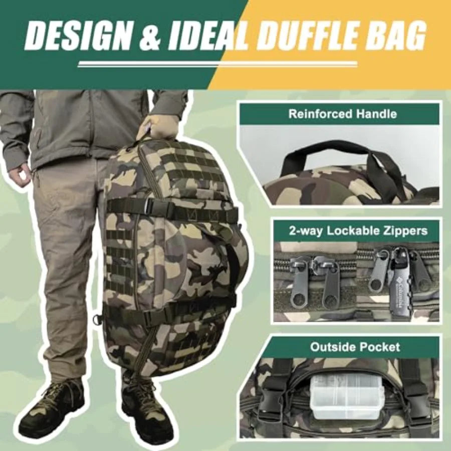 Large Travel Duffle Bag Military Tactical Backpack Army Assault Pack 3 Day Bug Out Rucksack for Outdoor Sports Hiking Camping w