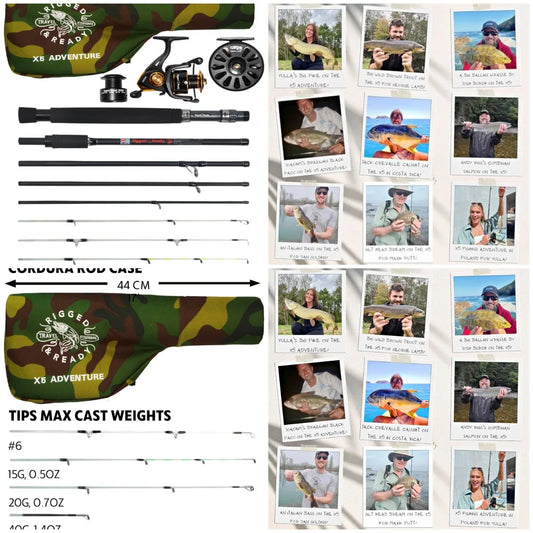 Rigged & X Series™ Travel Fishing Rods. 6 Super Compact Combos and Rods, Multi-Functional, Spinning