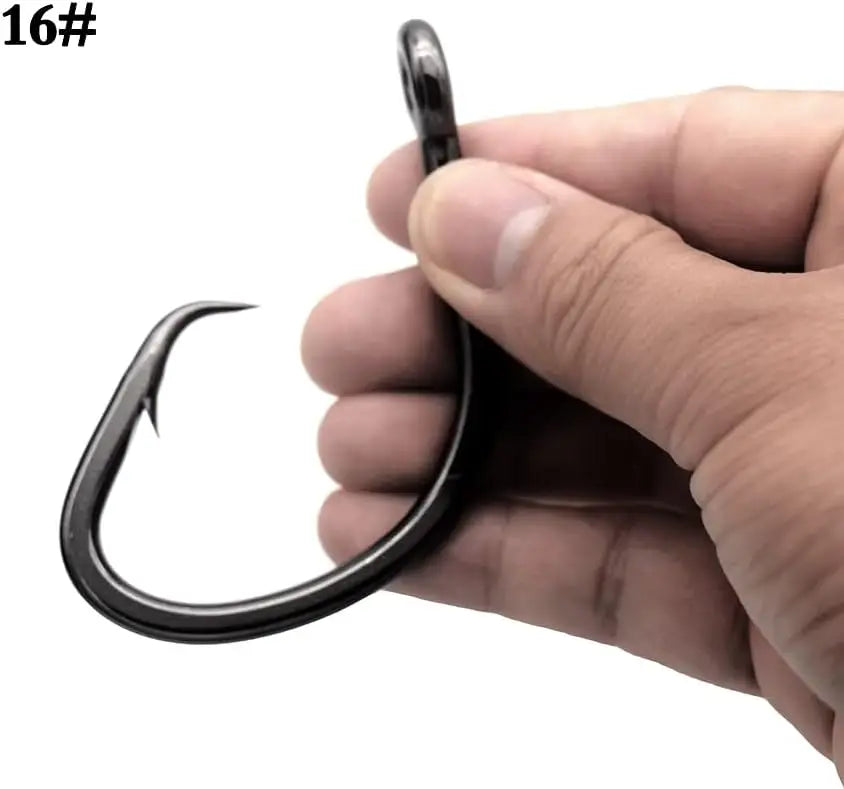 Heavy Duty Live Bait Hook, Size 1-16/0, Big Game Shark Hooks, Black Nickel Coating