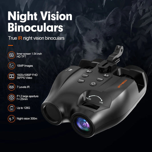 Night Vision Binoculars Featuring Adjustable Brightness 5x Zoom And 1080p Video Recording For Outdoor Adventures