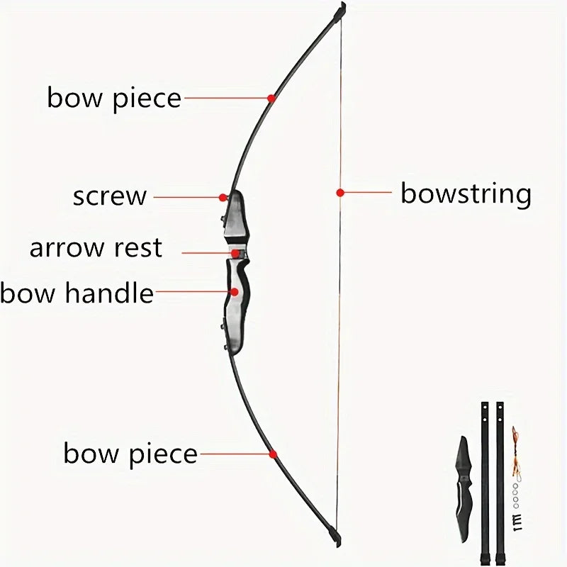 30 Pound Right-handed Detachable Black Straight Bow Suitable for Hunting and Shooting Practice Portable Design Holiday Gift