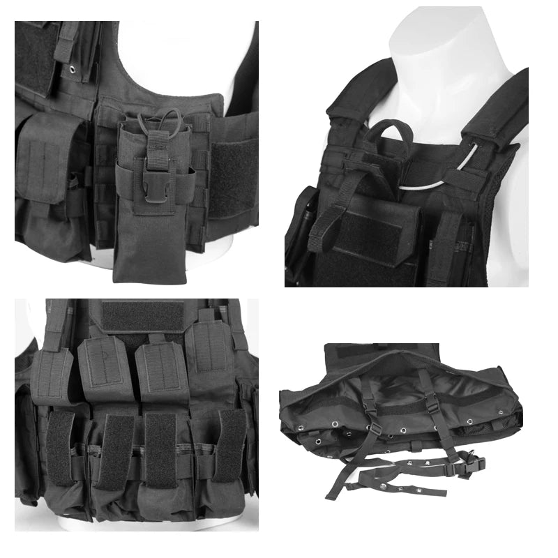 Men Tactical Vest 1000D Quick Release Plate Carrier Chest Rig Combat Armor Vests Outdoor Hunting CS Training Airsoft Vest