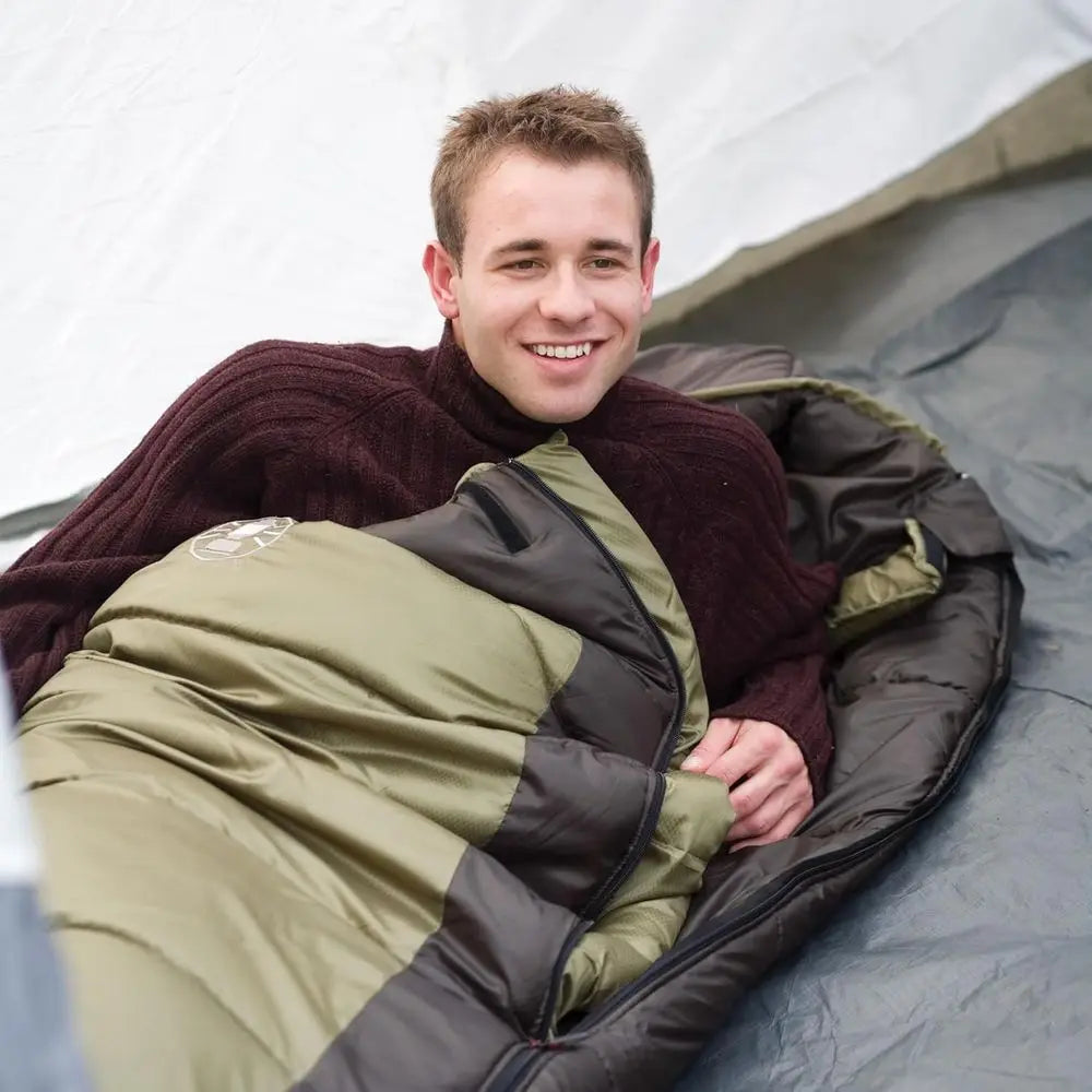 0° Cold-Weather Mummy Sleeping Bag with No-Snag Zipper and Adjustable Hood for Camping