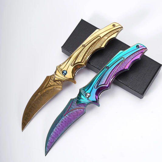 Sharp Stainless Steel Pocket Knife: Men's Tactical Folding EDC Multi-ToolFruit knife with cool unique design. Great for camping, hiking, exploring, daily use, fishing. Perfect gift for Valentine Day, Father Day, etc.
