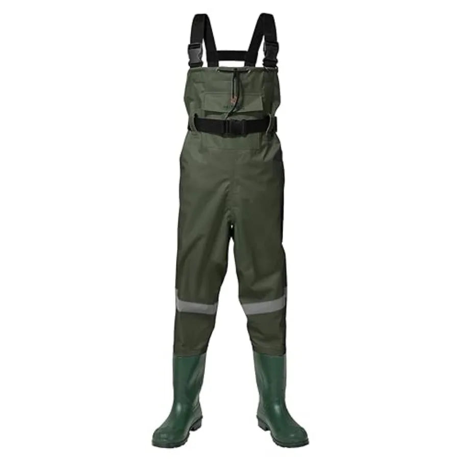 HISEA Chest Waders with Boots, Youth Waterproof Fishing Wader, PVC Waders for Toddler with Reflect Safety Band