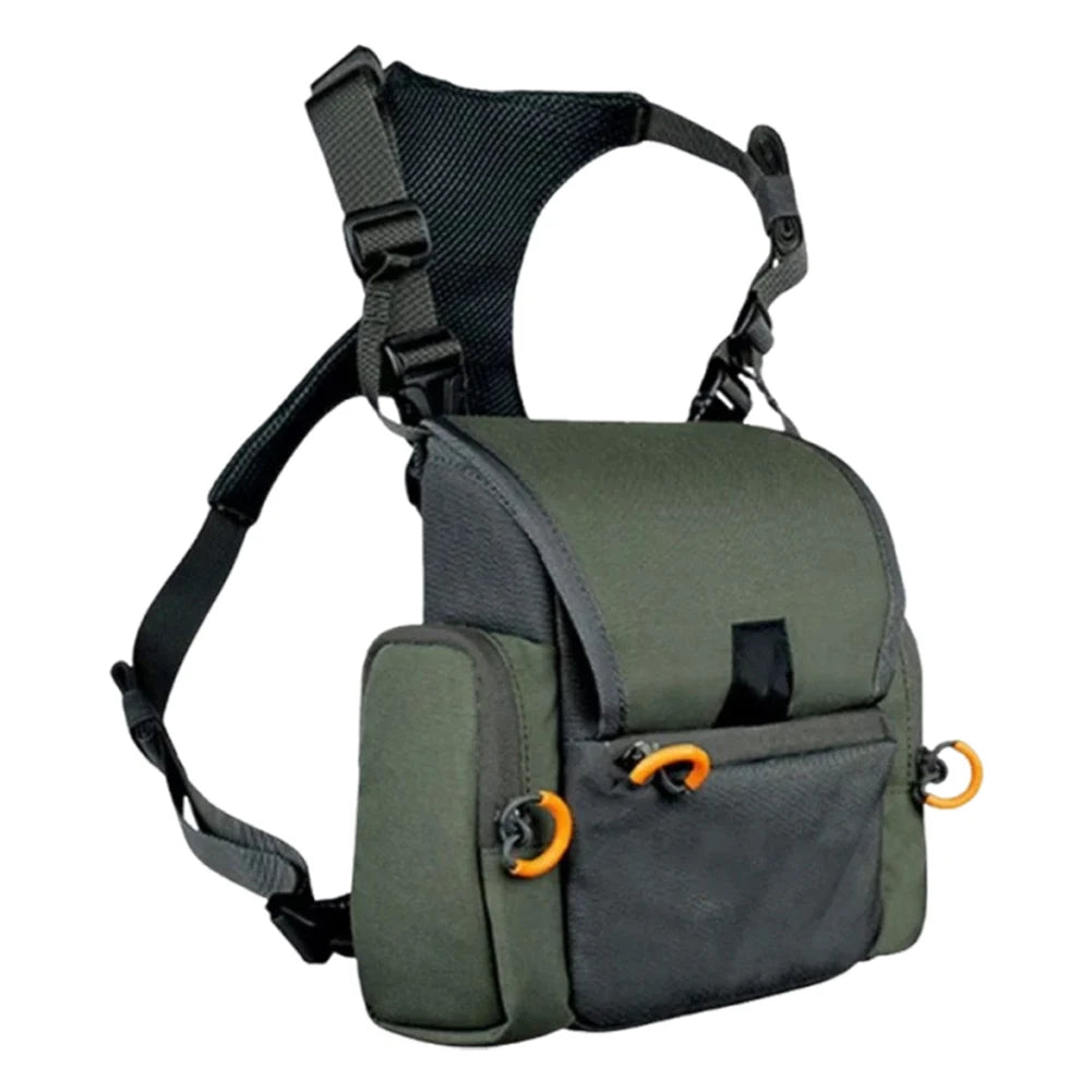 Bino Harness with Rain Cover with Rangefinder Pocket Adjustable Large Capacity Bino Case for Hunting Hiking