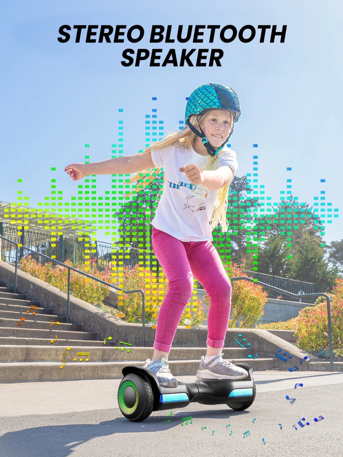 Kids 6.5'' Self Balancing Hoverboard All Terrain with LED Light And Bluetooth Speaker - Portable Smart Transport Device