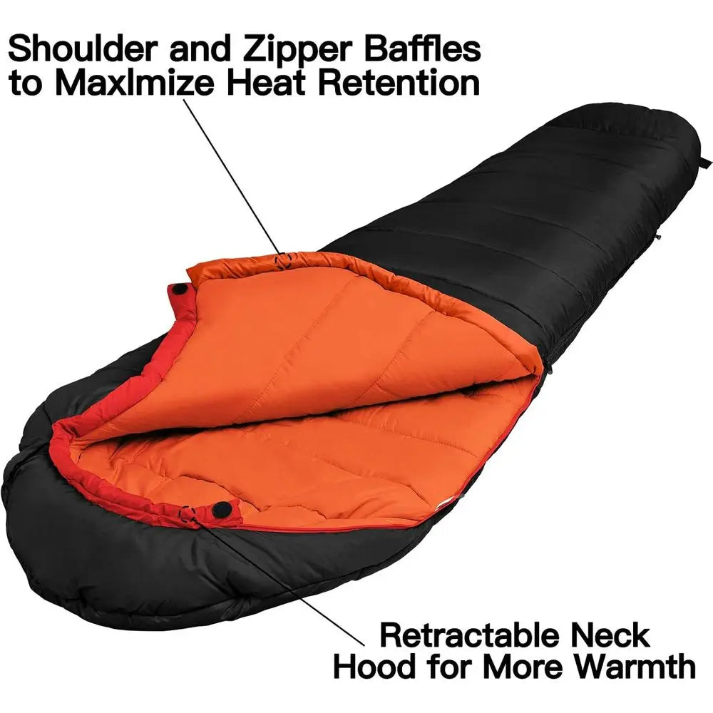 Extreme 3-4 Season Sleeping Bag for Adults - Warm, Washable, Ideal for Cold Weather, Hiking, Travel, and Outdoors