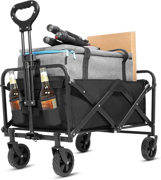 Collapsible Wagon Cart Foldable,Wagon Carts with Wheels Folding,Utility Grocery Lounge for Sand Camping Sports Shopping Outdoor