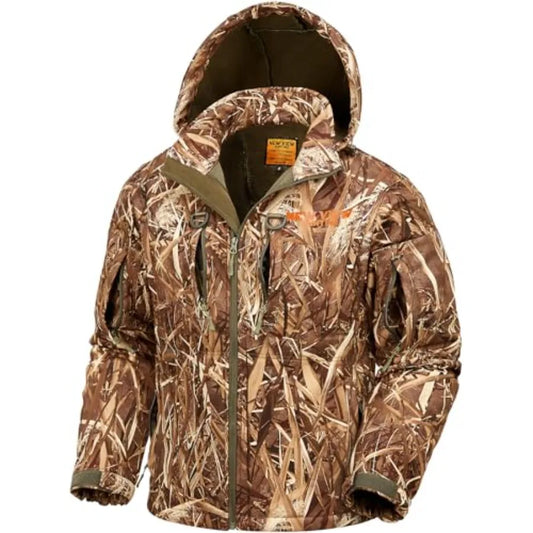 Camo Hunting Jackets for Men Warm Fleece Lined Hunting Jacket with Hood Quiet Water Resistant Hunting Clothes