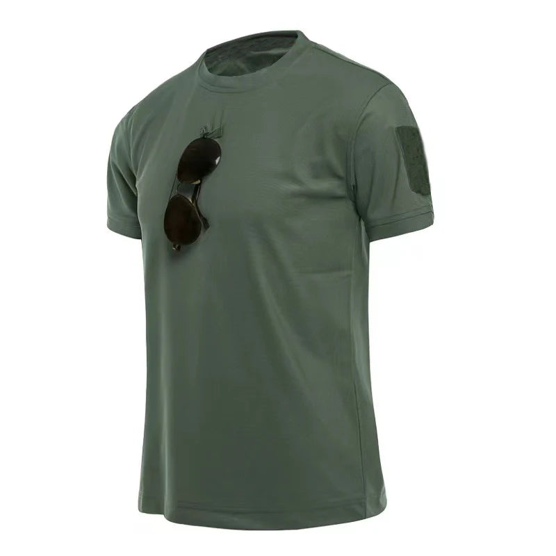 Men's Summer Tactical Sport Military Shirt Quicky Dry Combat Breathable Elastic Pullerover Hiking Camping Climbing Tops Tees