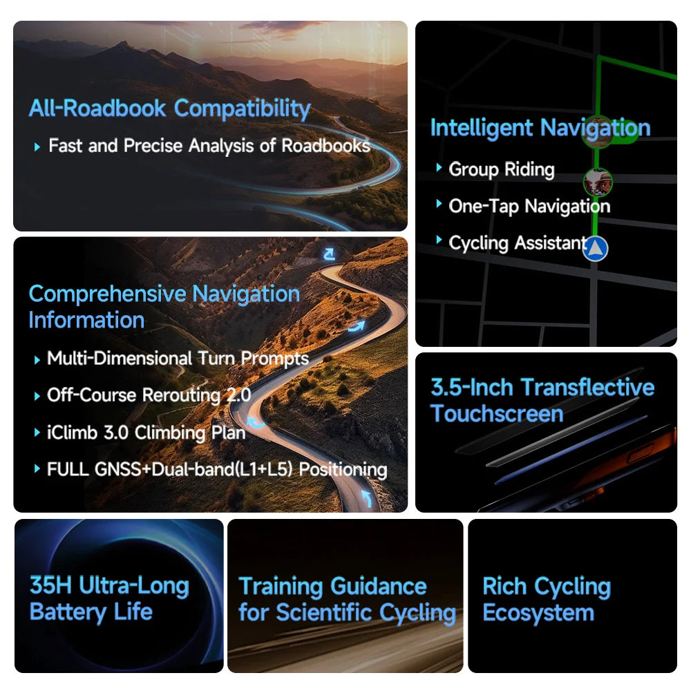 iGPSPORT BiNavi GPS Computer  Touchscreen Map Navigation 35 Hours Battery Life  IPX7 Waterproof Route Planning