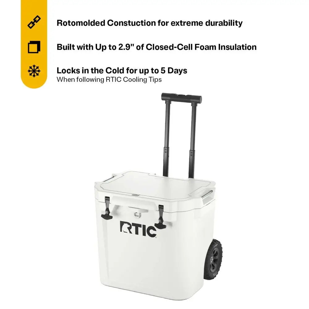 45 QT Wheeled UltraTough Cooler Hard Insulated Portable Ice Chest Box for Beach, Drink, Beverage, Camping, Picnic, Fishing, Boa