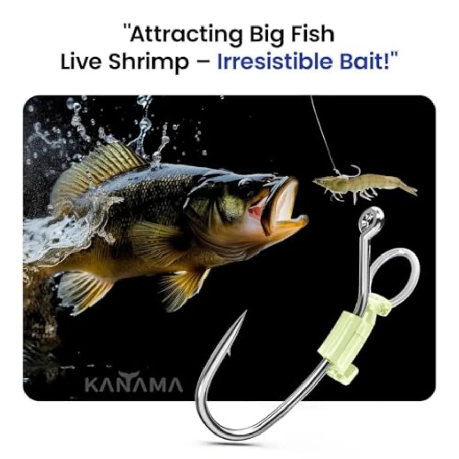 Luminous Live Shrimp Hooks - High Carbon Steel Fishing Hooks Saltwater Corrosion Resistant Barbed Strong Hooks Freshwater Shrim