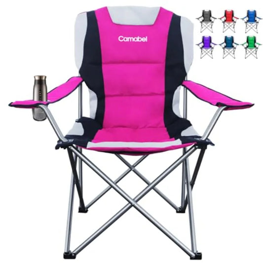Folding Camping Chairs 400lbs Oversized Outdoor Collapsible Lawn Chair Padded Sports Portable Lightweight Chairs for Beach Hiki