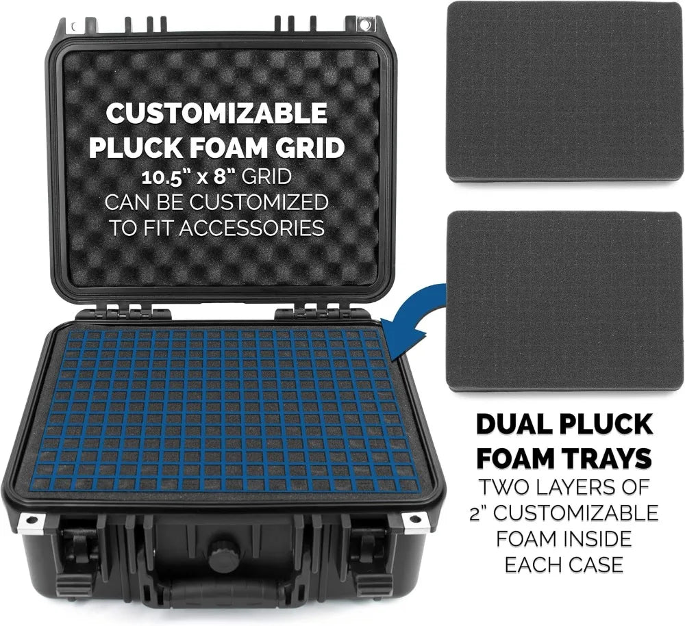 Double Pistol Hard Case - Waterproof & Shockproof for 2 Handguns, Magazines & Accessories