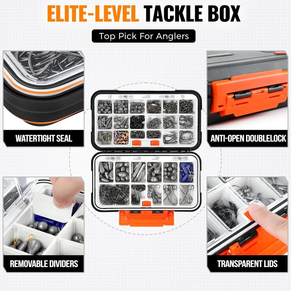 Complete 397pcs Fishing Tackle Box Set - Organized Gear for Bass Trout, Durable Waterproof Case