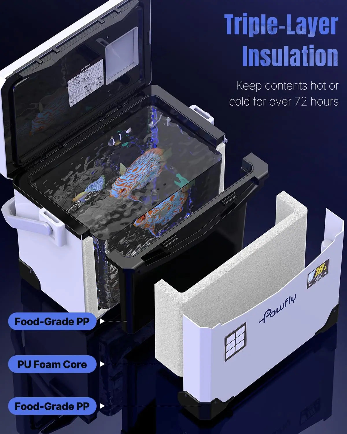 13-19 QT Live Bait Cooler, Leak-Proof Fishing Cooler with Rechargeable Aerator, Portable Fish Livewell for Boat, Insulated Minnow Bucket for Shrimp & Live Fish