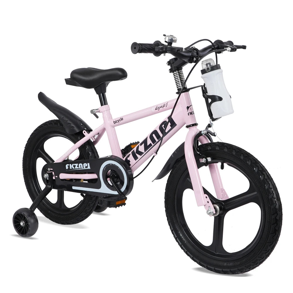 Kids Bike 18 Inch – High Carbon Steel Frame, Magnesium Alloy Wheels, Training Wheels with Night Glow, Adjustable Seat, Water Bottle – Girls & Boys Bicycle Ages 3-9, Toddler Bike