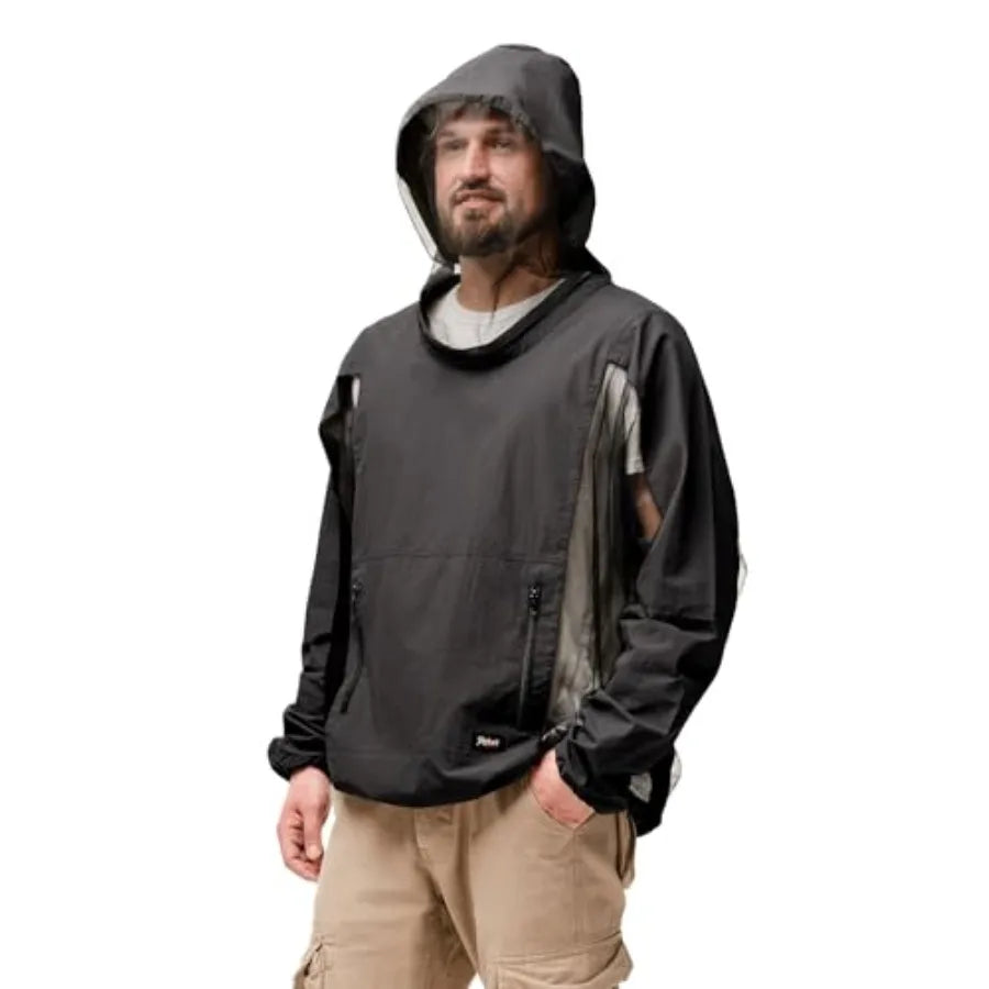 Mosquito Jacket Durable Bug-Proof Jacket with Adjustable Hood and Pocket Summer Mosquito Suit Outdoor Proof Clothing