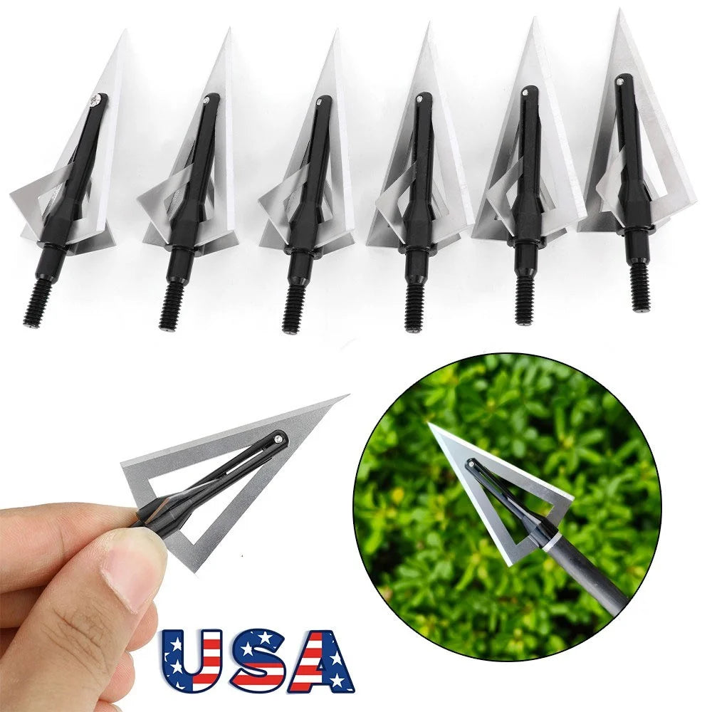 Blade Arrowheads 12pcs 120grain Screw-in Broadheads Made of Durable Aluminum and Steel Sharp Corrosion-Resistant Tips for DIY Arrow Shaft Compound Recurve Bow Hunting Shooting Target Practice Outdoor Archery Accessories