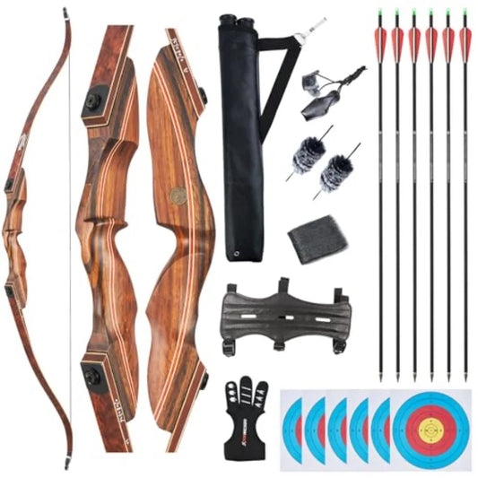 Archery 60 Bow and Arrow Set for Adults Youth Beginners Precious Practice Competition Longbow Kit Right Hand