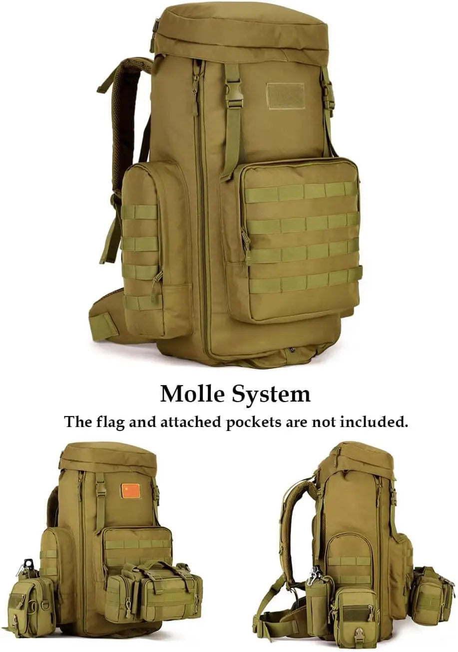 70L-85L Tactical Hiking Backpack, MOLLE Military Rucksack for Trekking & Camping