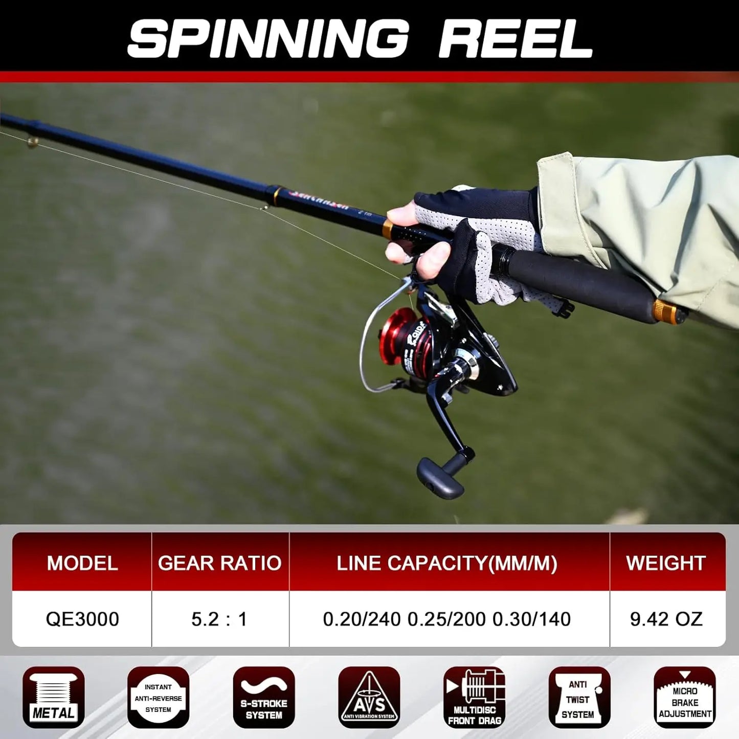 6.89ft Fishing Rod and Combo, 2PCS Carbon Fiber Fishing Rod, Spinning Reels *2, Fishing Line *2