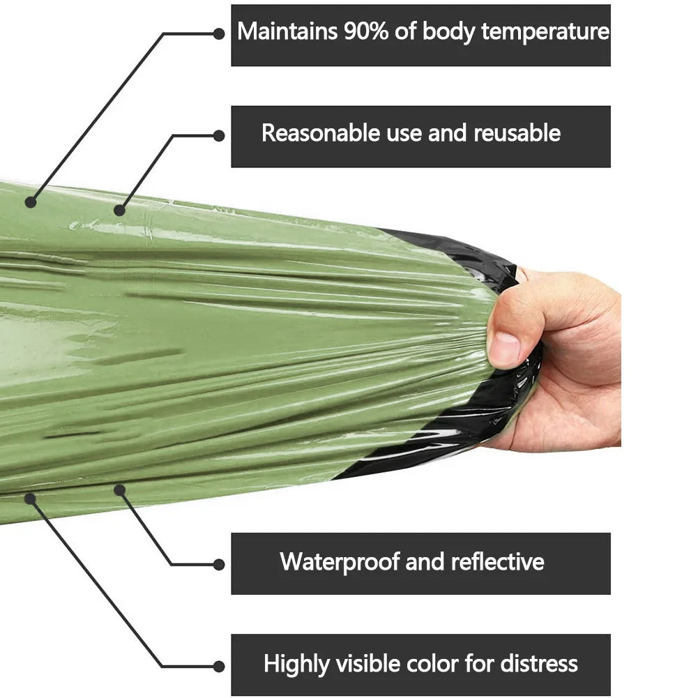 Emergency Sleeping Bag Waterproof Survival Sleeping Bag Portable Thermal Sleeping Bag for Camping Hiking Outdoor Adventure