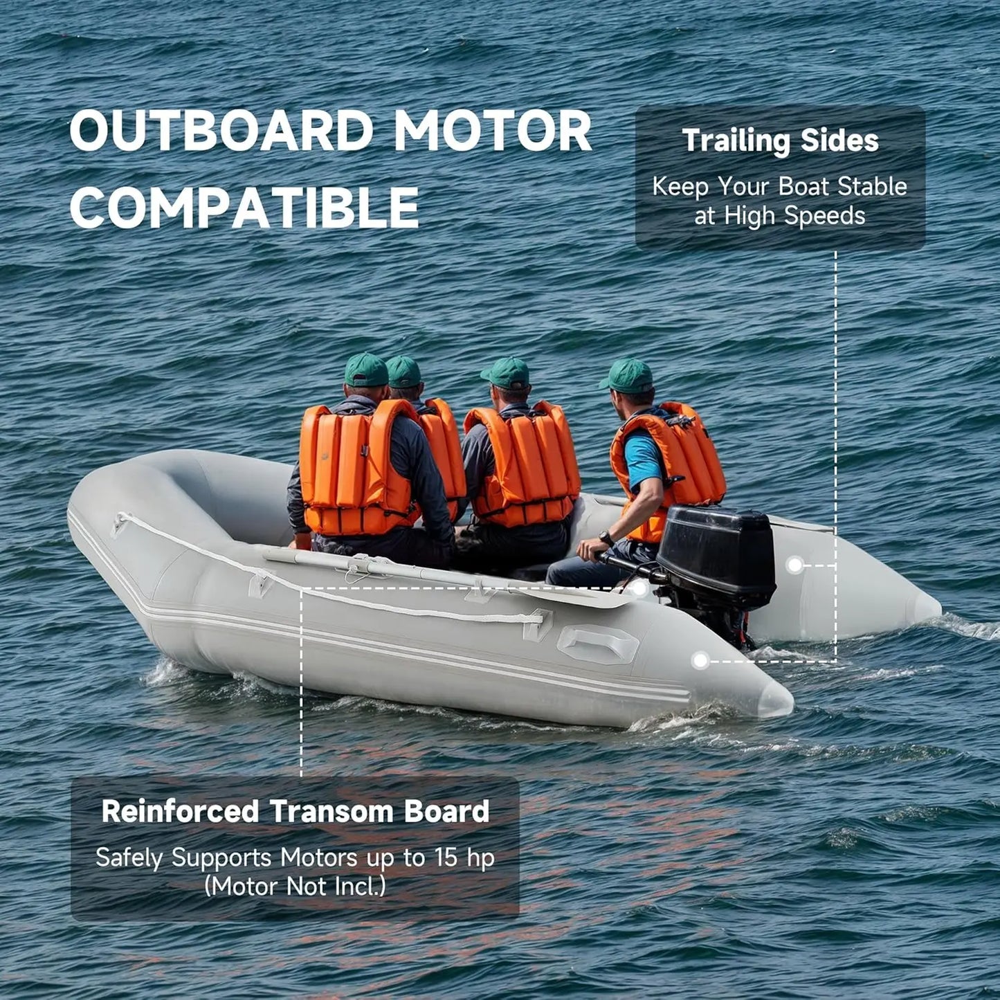 Portable 10-Foot Inflatable Boat with Aluminum Alloy Floor – Heavy-Duty 4-Person Dinghy for Fishing, Touring & Sports, Adult Inflatable Raft & Kayak