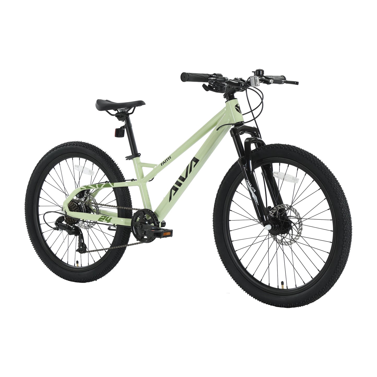 AIVA FAITH24 24 Inch Hardtail Mountain Bike, 7-Speed MTB, Bicycle for Teens & Adults, Lightweight Aluminum Frame, Suspension Fork, Front & Rear Disc Brakes