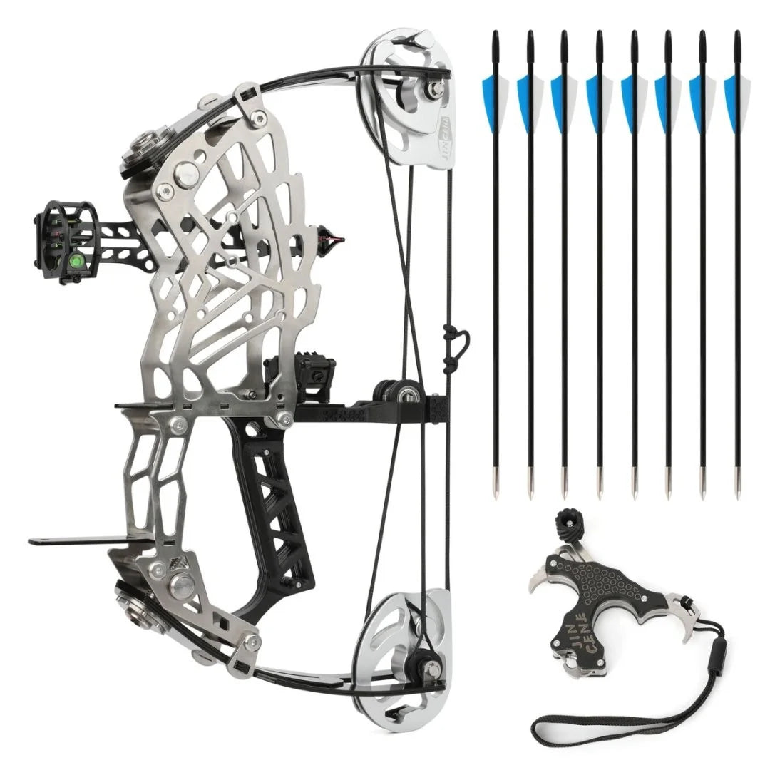 Compound Dual-use Bow Set 30-60lbs Adjustable Draw Weight 19" Axle 80% Let-off 420FPS High Speed Steel Ball Compatible Right Hand for Adults Outdoor Hunting Target Shooting Archery Accessories