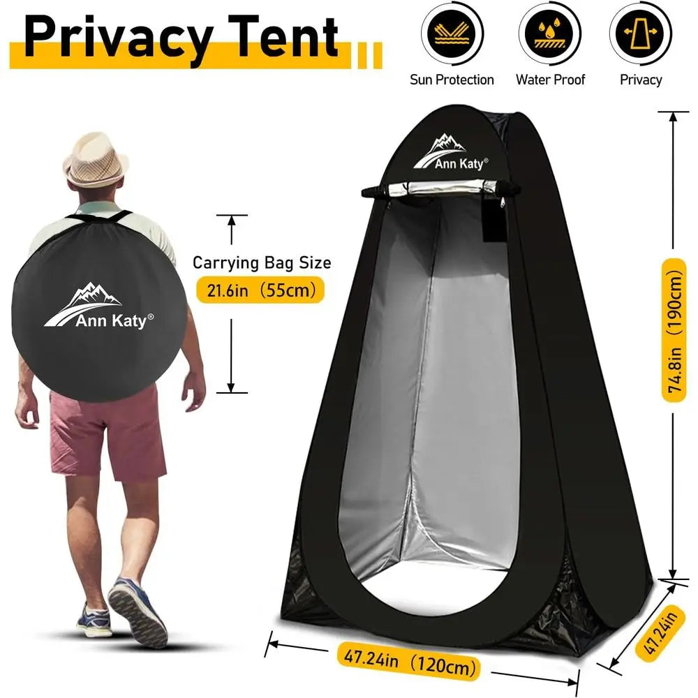 Portable Toilet with Pop Up Privacy Tent,XL Large Portable Toilet for Adults, Outdoor Camping Shower Tents Changing Room Emergen