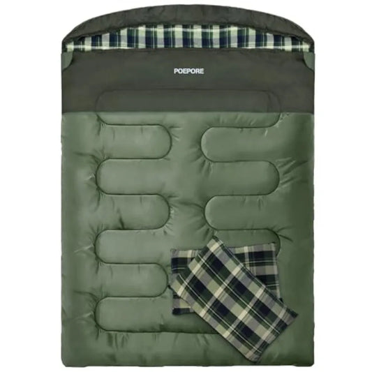 Double Sleeping Bag Flannel for Adults with 2 Pillows 2 Person Sleeping Bags Camping XXL Queen Size Two Person Sleeping Bag for