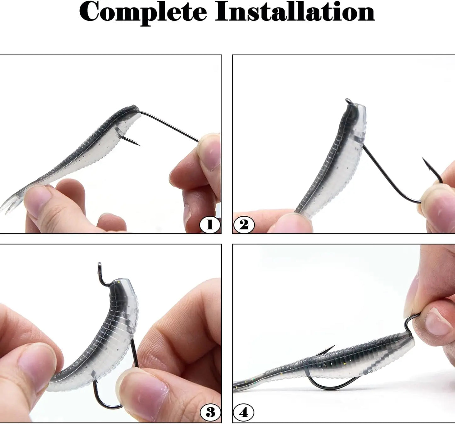 EWG Worm Hooks for Bass Fishing, 50/100pcs Weedless Texas Carolina Rig, Sharp & Strong for Soft Plastics