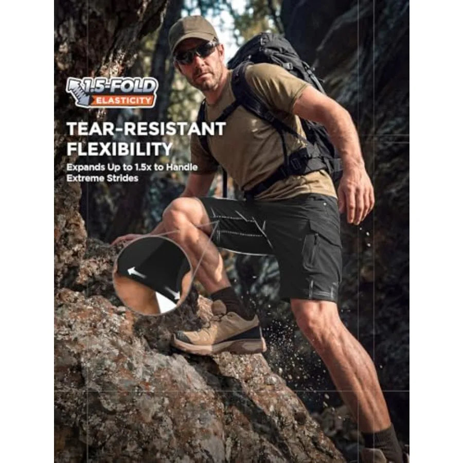 Men's Outdoor Quick Dry Lightweight Stretchy Shorts for Hiking, Tactical, Camping, Travel with 6 Pockets