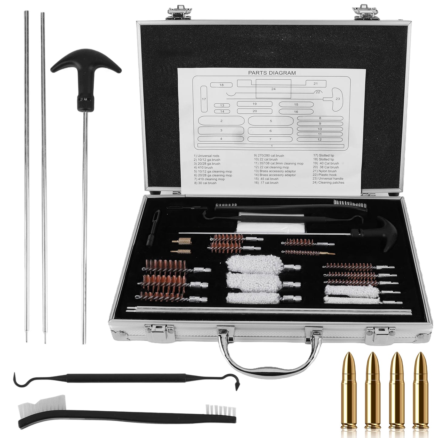 Gun Cleaning Kit Gun Barrel Brush Box Set Gun Brush Pipe Cleaning Tools for Rifle Pistol Handgun Shotgun Cleaning Kit Tool