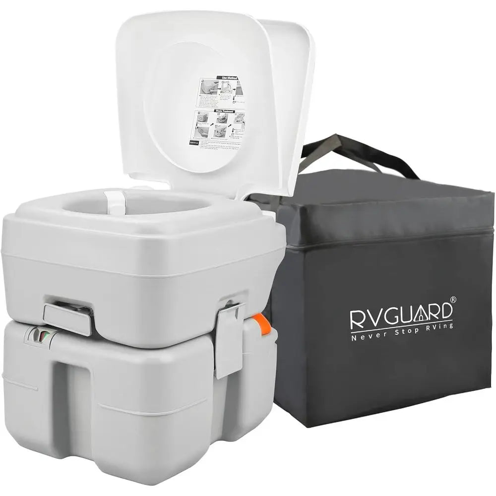 Portable Toilet, 5.3 Gallon Camping Toilet, Adult Waste Tank | Level Indicator, with Carry Bag and Wash Sprayer, for RV/Yacht/Tr