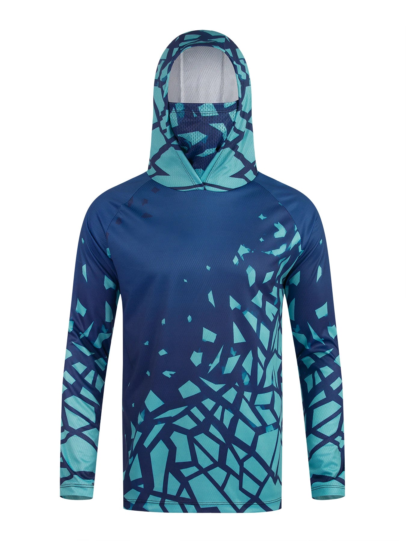 UPF 50+ Long Sleeve Hooded Face Cover Fishing Shirts Quick Dry Sweatshirts Breathable UV Protection Men Fishing Jerseys