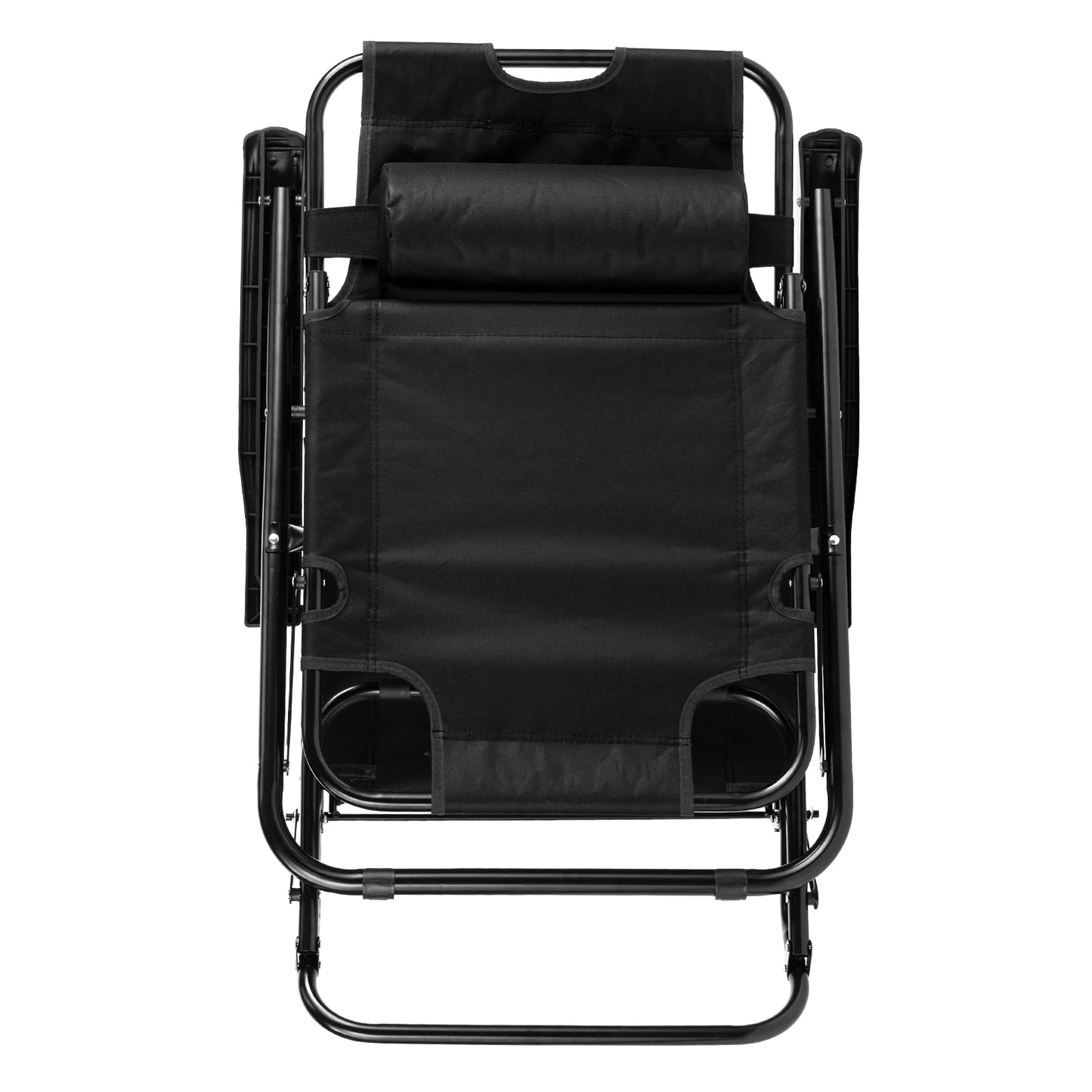 Portable Dual Purposes Extendable Folding Reclining Chair Steel Tube Oxford Fabric Heavy Duty for Home Outdoor Camping Black
