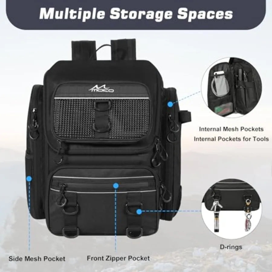 Fishing Backpack Bag, Large 40L Tackle Backpack with Rod Holders and Bait Binder Storage Fishing Gear and Equipment for Hiking