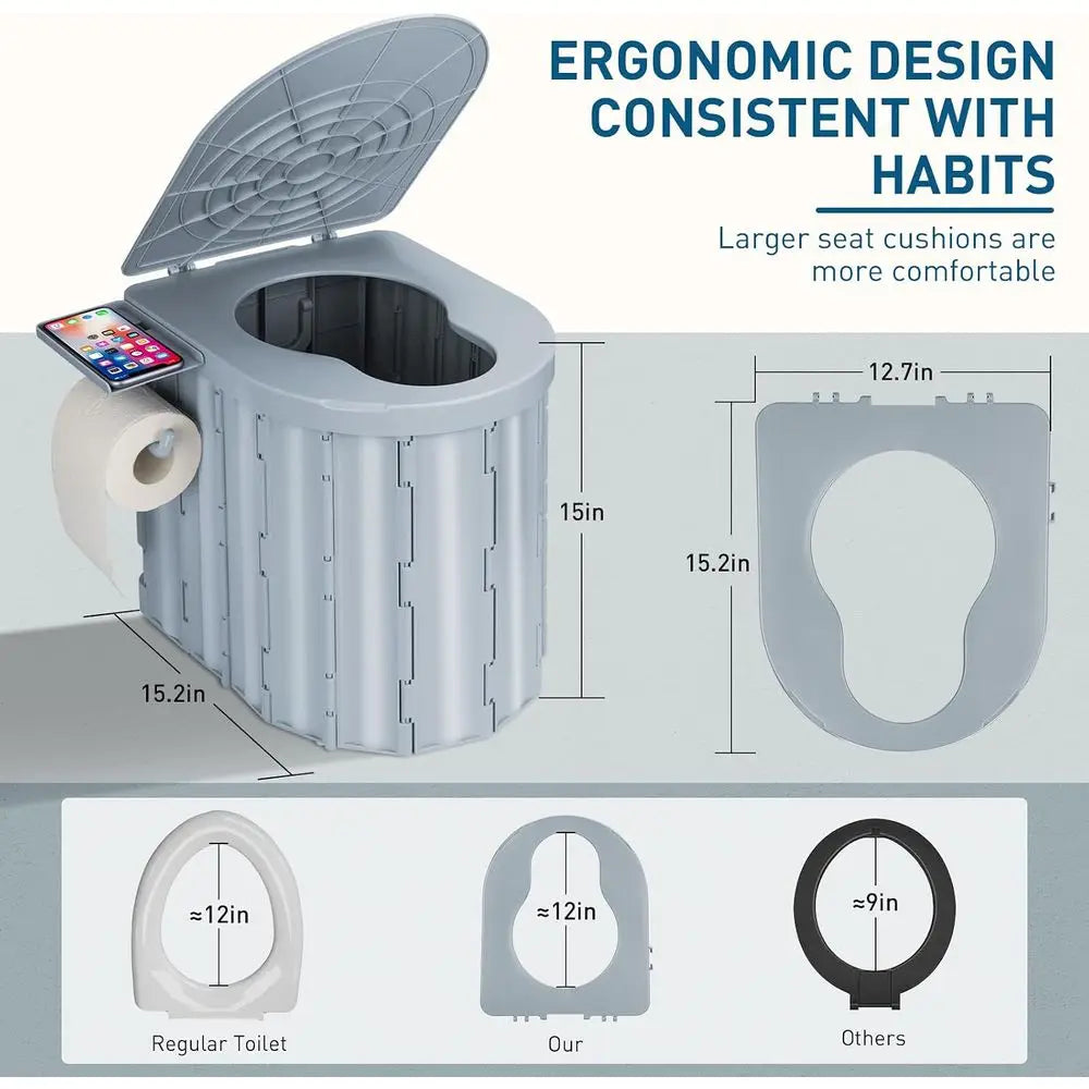 Portable Camping Toilet with Pop-Up Privacy Tent, 12-inch Toilet Seat, Outdoor Portable Folding Toilet Potty for Adults Load Cap