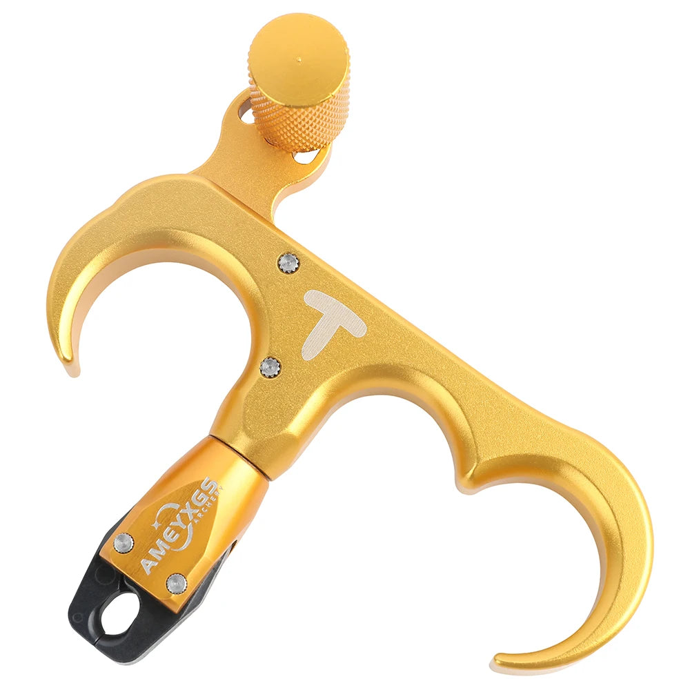 Archery Compound Bow Release 3 Finger 360° Rotatable Jaw Thumb Trigger Aluminum Alloy for LH RH Hunting Target Use