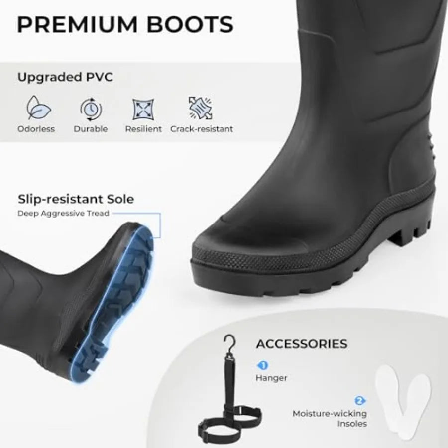 WaveWalker Fishing Waders for Men and Women, 100% Waterproof PVC Waders with Slip-Resistant Boots, Tear-Resistant Nylon