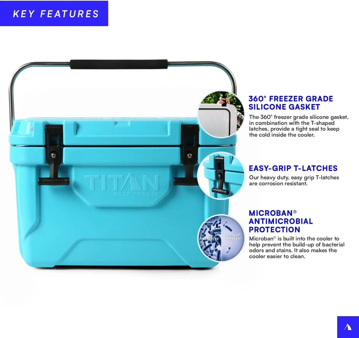 Durable Hard Ice Chest Cooler with Microban Protection and Deep Freeze Insulation for Camping